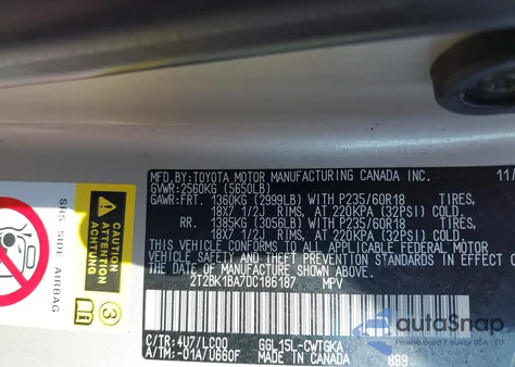 2013 Lexus Rx 350 z USA, uszkodzony, nr VIN 2T2BK1BA7DC186187